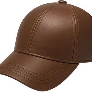 Brown Leather Baseball Cap